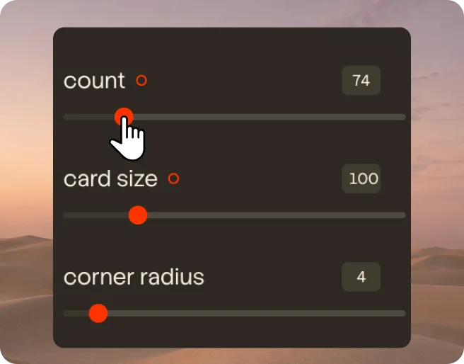 Tuning count, depth and speed with the sliders