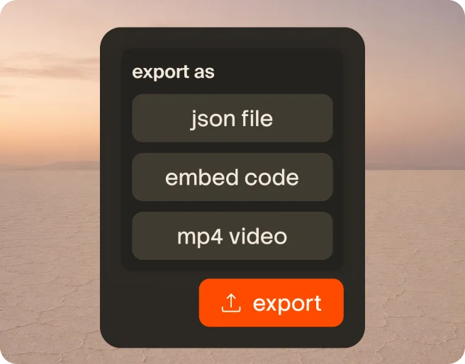 Exporting the result as an MP4 or a live embed